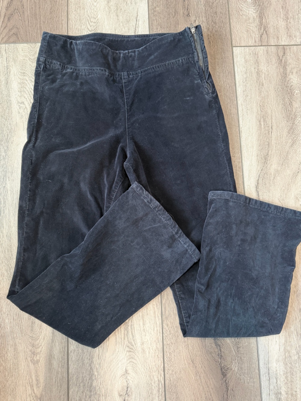 Free People Black Corduroy Pants with Side Zip - Slim Flare Fit